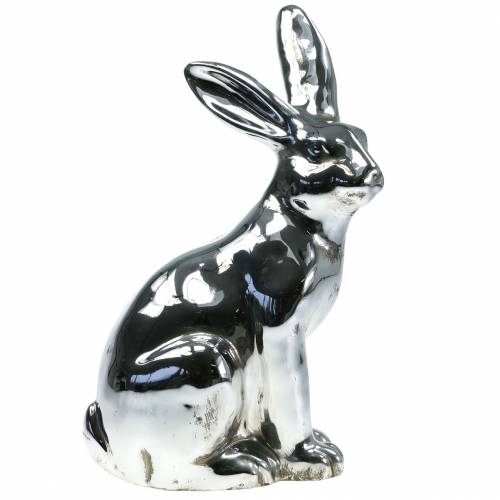 Floristik24 Coelhinho prata antigo Alt.35cm Grande coelho decorativo para vitrines