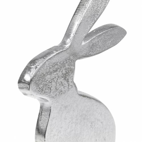 Floristik24 Coelhinho Prata Metal Base de Madeira Decoração Coelhinho da Páscoa Páscoa