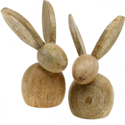 Floristik24 Decoração de páscoa decoração de madeira de coelho sentado coelhinho da páscoa natureza 12 cm 4 peças
