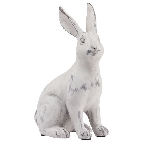 Coelho sentado coelho decoração pedra artificial branco cinza Alt.27,5cm