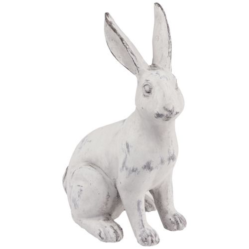 Floristik24 Coelho sentado coelho decoração pedra artificial branco cinza Alt.27,5cm