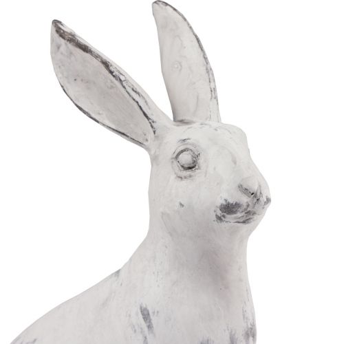 Floristik24 Coelho sentado coelho decorativo pedra artificial branco cinza Alt.21,5cm