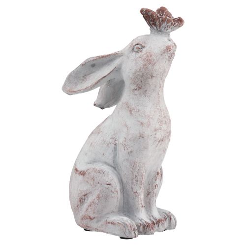 Floristik24 Coelho sentado decoração de borboleta de pedra artificial 14×10,5×26cm