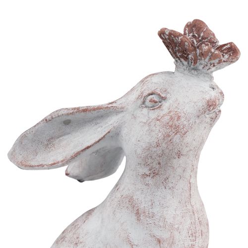 Floristik24 Coelho sentado decoração de borboleta de pedra artificial 14×10,5×26cm