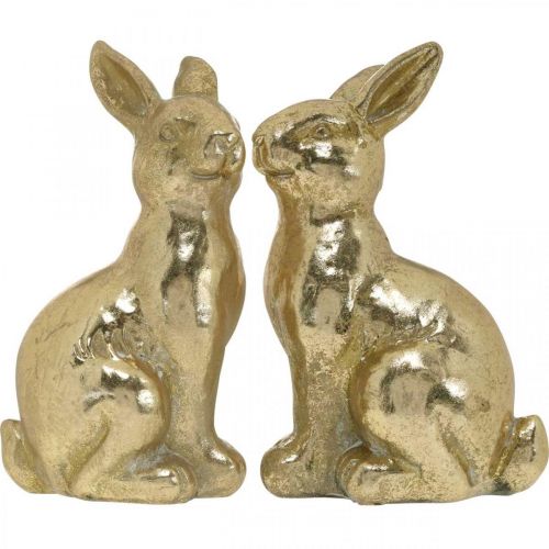 Itens Coelhinho decorativo sentado dourado, coelhinho para decorar, par de coelhinhos da Páscoa, Alt. 16,5cm 2uds