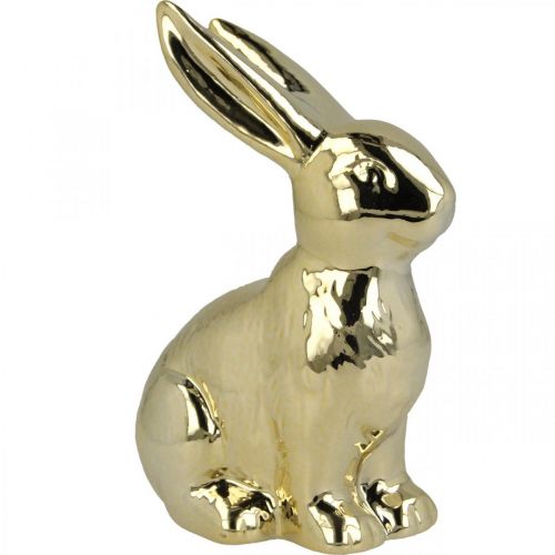 Floristik24 Decoração de coelhinho da páscoa coelhinho da páscoa coelhinho de ouro sentado H12cm 3 peças