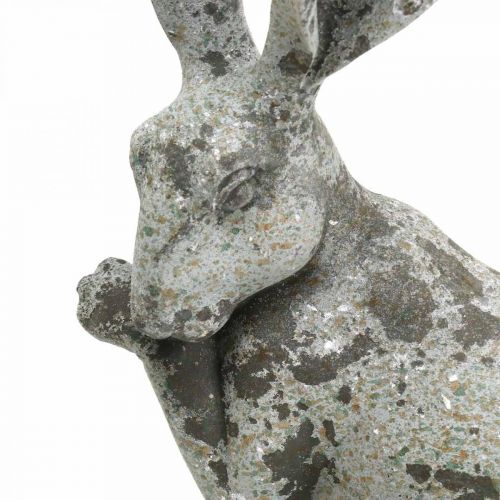 Floristik24 Coelhinho decorativo sentado em pedra decoração de jardim H31cm