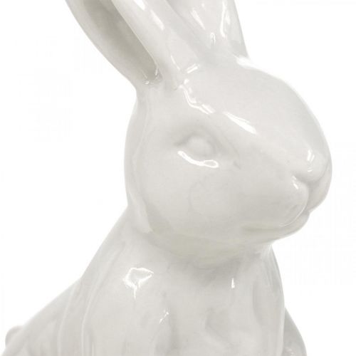 Floristik24 Coelhinho de cerâmica sentado branco coelhinho da páscoa decoração de páscoa H14.5cm 3pcs
