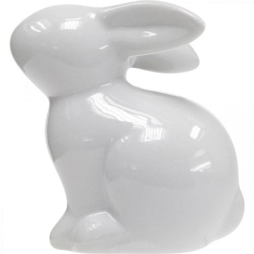 Floristik24 Coelhinho da Páscoa decorativo lebre branco sentado Altura 8,5 cm 4 unidades