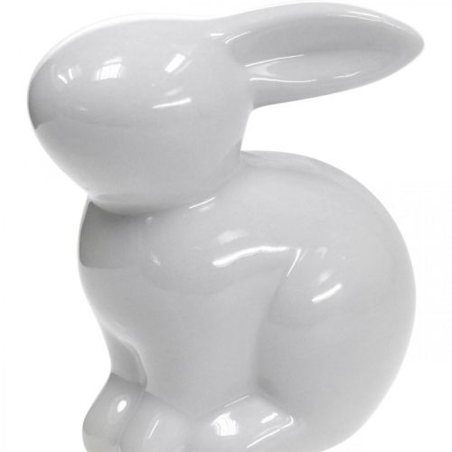 Floristik24 Coelhinho da Páscoa decorativo lebre branco sentado Altura 8,5 cm 4 unidades
