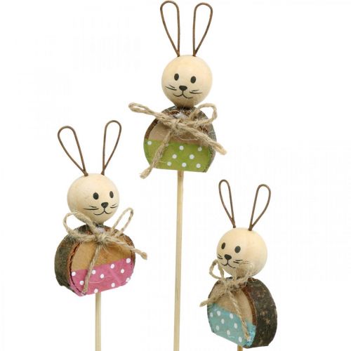 Coelhinho flor vara decoração ferrugem de madeira coelhinho da páscoa em vara 8cm 9pcs