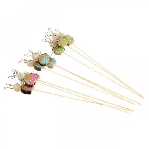 Floristik24 Plugue de flor de coelho decoração de ferrugem de madeira Coelhinho da Páscoa no palito 8 cm 9 unidades