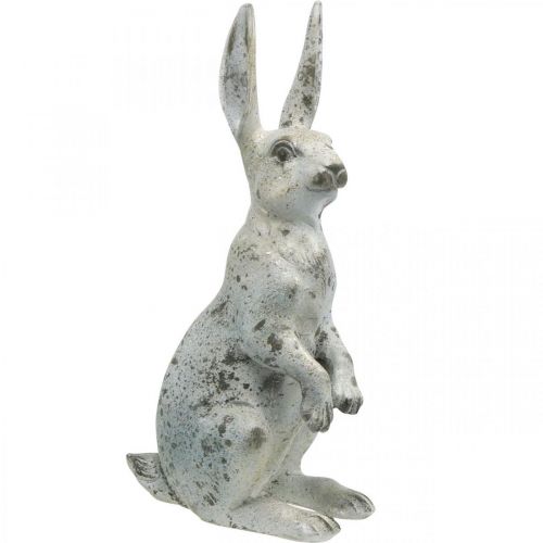 Floristik24 Coelho decorativo para a Páscoa, decoração de primavera em aparência de concreto, figura de jardim com detalhes em ouro, chique gasto H42cm