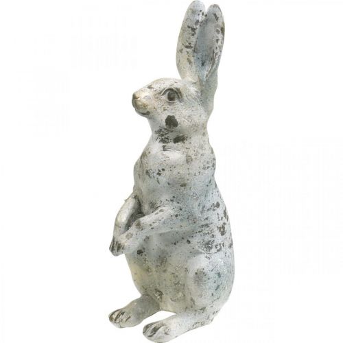 Floristik24 Coelho decorativo para a Páscoa, decoração de primavera em aparência de concreto, figura de jardim com detalhes em ouro, chique gasto H42cm