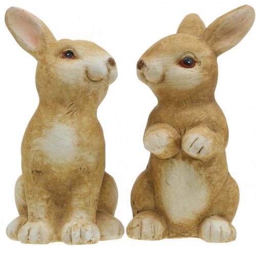 Itens Coelhinho sentado, decoração em cerâmica, Páscoa, par de coelhinhos castanhos H15cm conjunto de 2