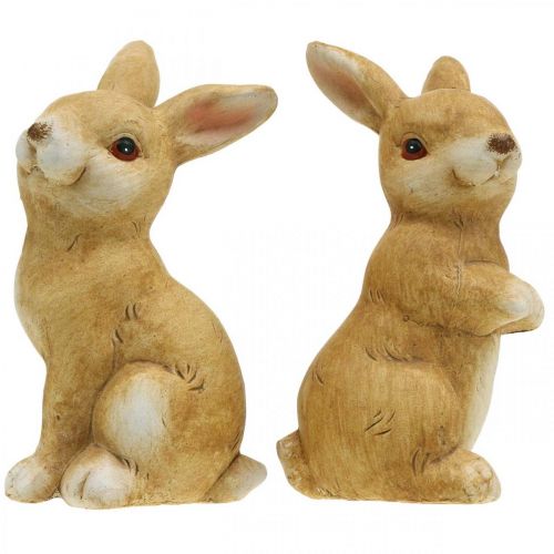 Itens Coelhinho sentado, decoração em cerâmica, Páscoa, par de coelhinhos castanhos H15cm conjunto de 2