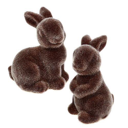 Floristik24 Coelho marrom 5cm flocado 2pcs