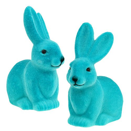 Floristik24 Coelhos turquesa 15,5 cm reunidos 4 unidades