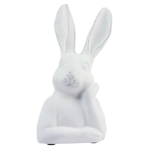 Floristik24 Coelho decoração coelho pedra artificial branco pensando busto 20x14x36cm