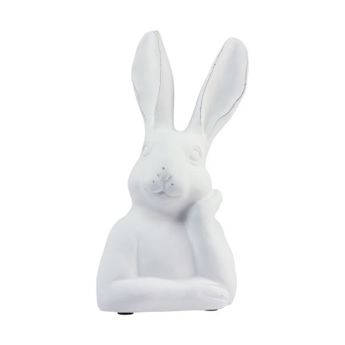 Floristik24 Coelho decoração coelho pedra artificial branca pensando 18×12,5×30,5cm