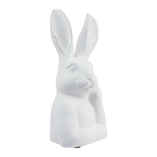 Floristik24 Coelho decoração coelho pedra artificial branca pensando 18×12,5×30,5cm