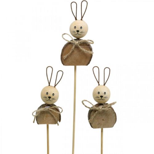 Floristik24 Plugue de flor de coelho madeira ferrugem decoração de coelhinho da Páscoa natural 8 cm 8 peças