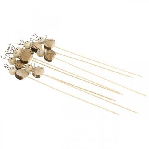 Floristik24 Plugue de flor de coelho madeira ferrugem decoração de coelhinho da Páscoa natural 8 cm 8 peças