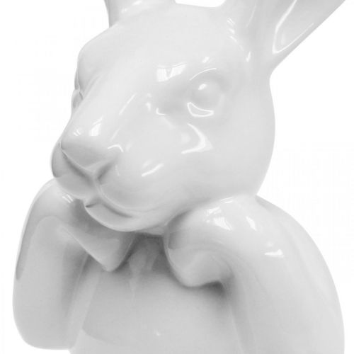 Floristik24 Deco coelho cerâmica branca, busto de coelho decoração de páscoa H17cm 3pcs