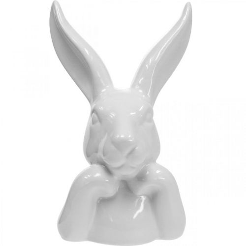 Floristik24 Deco coelho cerâmica branca, busto de coelho decoração de páscoa H17cm 3pcs