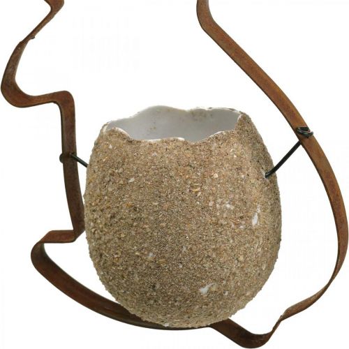 Floristik24 Decoração de coelho para pendurar, coelho de metal com ovo, casca de ovo para plantar pátina 3 peças