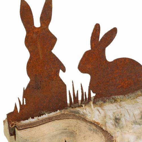 Itens Grelha de metal da família do coelho em bétula com base de madeira 25cm Alt.9cm