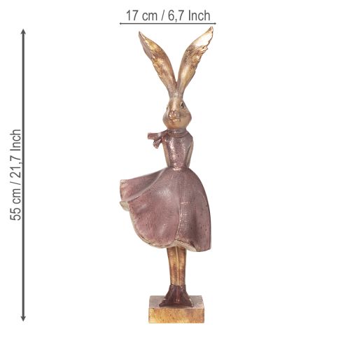 Itens Estatueta decorativa de coelho com vestido, ideal para decoração elegante de primavera e Páscoa, 55 cm
