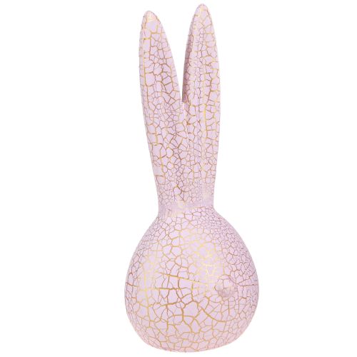Itens Decoração cabeça de coelho Páscoa craquelure ouro rosa 10x11x28cm