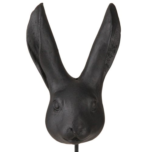 Floristik24 Decoração de cabeça de coelho em palito coelho preto fosco 10cm 2 peças