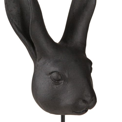 Floristik24 Decoração de cabeça de coelho em palito coelho preto fosco 10cm 2 peças