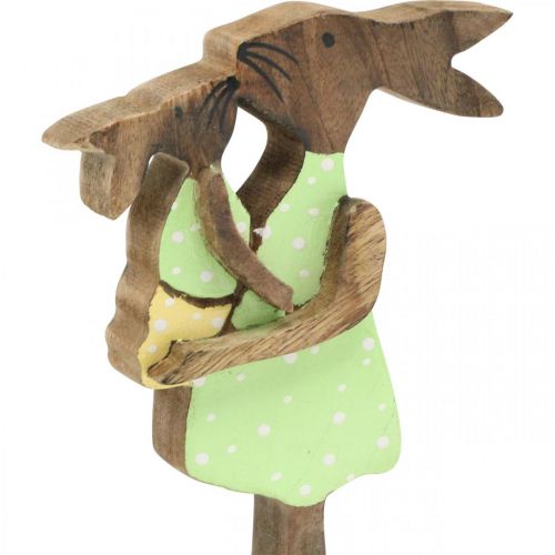 Itens Coelhinho mãe com filho, decoração de páscoa, primavera, coelhinho da páscoa madeira, natural, verde, amarelo A22cm