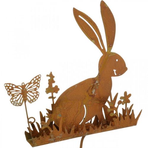 Floristik24 Bujão de flores de coelho plug decorativo de ferrugem de metal Páscoa 11 cm 4 peças