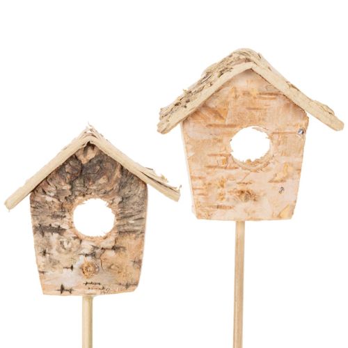 Casinha de pássaros decorativa, bétula, 5 cm, com suporte para flores, 4 peças comprar | Floristik24.pt