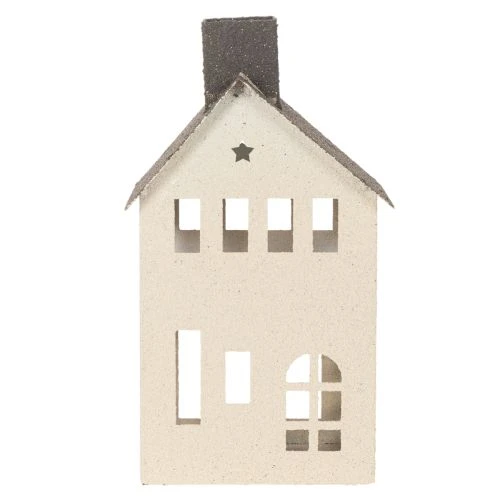 Casa decorativa de metal com chaminé e janela, 24 cm | Floristik24.pt