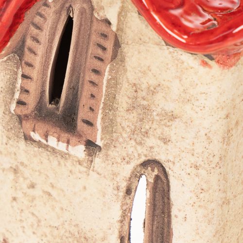 Casinha decorativa de cerâmica com telhado vermelho, iluminada, 15 cm, 2 peças | Floristik24.pt