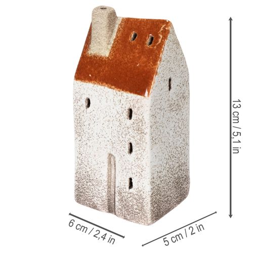 Casinha decorativa de cerâmica com chaminé, para vela pequena, outono e inverno, 13 cm, 2 peças. | Floristik24.pt
