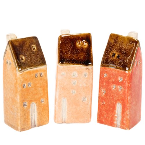 Casa decorativa em miniatura de cerâmica para peitoril de janela, 10 cm, 3 peças