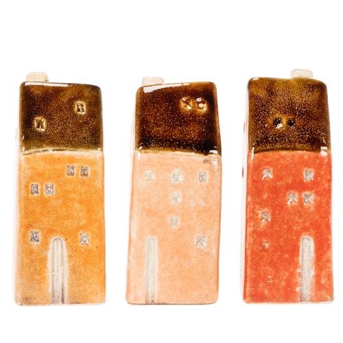 Casa decorativa em miniatura de cerâmica para peitoril de janela, 10 cm, 3 peças | Floristik24.pt