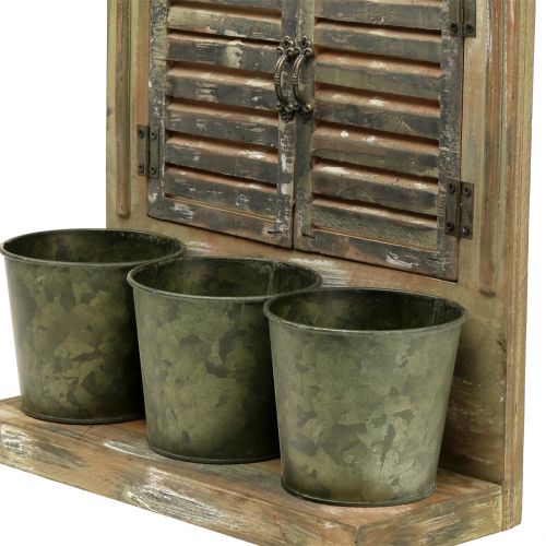 Floristik24 Janela decorativa de madeira com 3 vasos de flores Alt.49cm