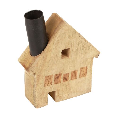Castiçal decorativo de madeira para casa decorativa preto 10,5×3,5×13cm
