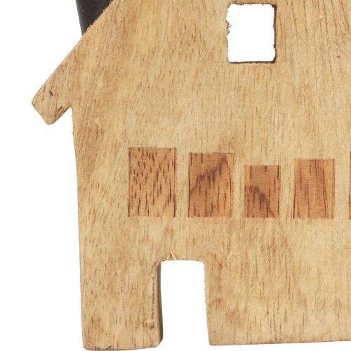 Itens Castiçal decorativo de madeira para casa decorativa preto 10,5×3,5×13cm