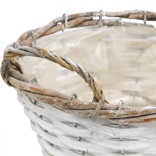 Floristik24 Cesto para plantas, cesto com alças, cesto decorativo redondo branco H9,5cm Ø20cm