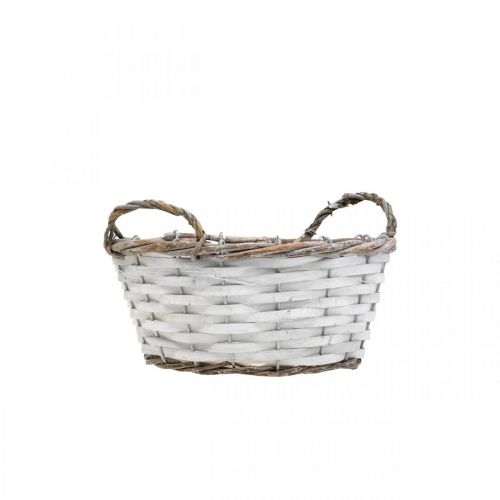 Floristik24 Cesto para plantas, cesto com alças, cesto decorativo redondo branco H9,5cm Ø20cm