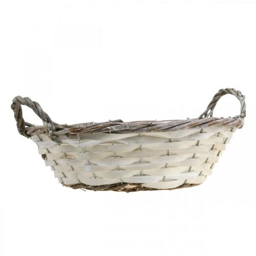 Itens Cesto decorativo para plantar, cesto de plantio redondo, branco H9,5cm, Ø29,5cm