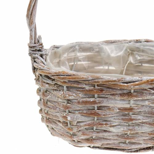 Floristik24 Pega cesta oval branca natural lavada 22x16 / 19x14cm conjunto de 2